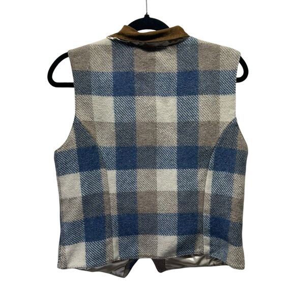 Chrysantheme Vest Women Medium Wool Blend Plaid Vintage Western Cowgirl Bohemian - Picture 5 of 9